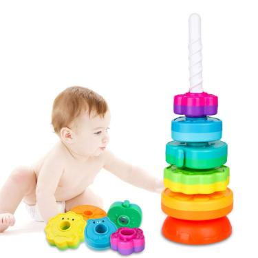 Imagem de Brinquedo giratório empilhável LBAIBB Brinquedos Spin Stack para crianças de 1 ano ou mais