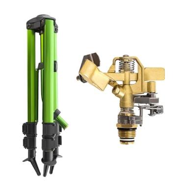 Imagem de 360 Graus Grande área Impacto Aspersor na Base do tripé para Gramado Com Zinco Liga Conector Pernas Flip Locks Aspersor de água, Ideal para Jardim e Paisagem (US)