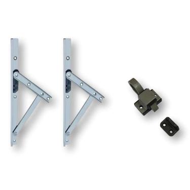 Imagem de Kit Braço Janela Maxim-ar 30cm + Fecho Gatilho Natural