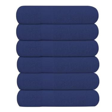 Imagem de KAHAF COLLECTION Pacote com 6 toalhas de banho 68 x 137 cm, 100% algodão, maior e mais leve, mais rápido de secar, super macio e absorvente, perfeito para banheiro (azul marinho)