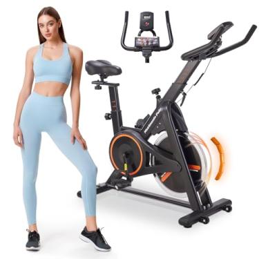 Imagem de Bicicleta Ergométrica Spinning com Movimento Bidirecional-Queima de Gordura Eficiente, Estrutura Reforçada 150kg,LCD Monitor e Transmissão Silenciosa-Ideal para Exercícios em Casa (Preto, 6kg)