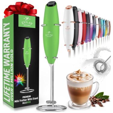 Imagem de Mixer Espumador de Leite á Bateria, Aço Inoxidável, ZULAY KITCHEN Classic Milk Boss Frother, Verde