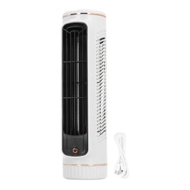 Imagem de Fan do ventilador de mesa sem lâmina silenciosa mesa recarregável ventilador de resfriamento 3 velocidades ajustáveis ​​para o quarto de quarto premium abset metal 1200mAh bateria (Branco)