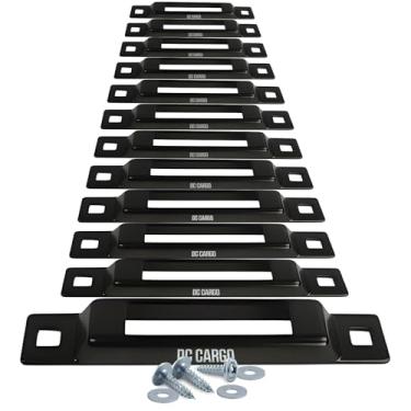 Imagem de DC Cargo E-Track Single Slot Tie-Downs | Pacote com 12 | Mini Âncora de Aço Revestido com Pó para Correias de Catraca/Came E-Track | Motocicletas, Carga, Bicicletas em Trailers, Pickups, Vans, Caminhões | Acessórios E-Track