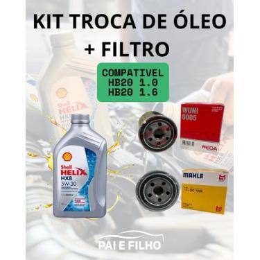 Imagem de Kit Troca de Óleo HB20 Oléo Shell Helix HX8 5W30  Filtro  1.0 1.6 Flex