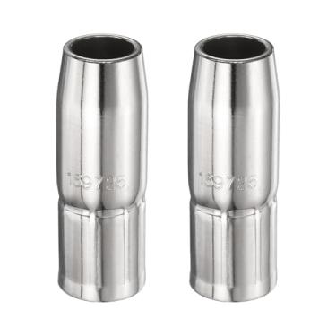 Imagem de HARFINGTON 2 peças de bocal de solda a gás 1,5 cm orifício 169725 bicos de pistola de solda a gás cobre níquel acessório de pistola de soldagem para pistolas de solda M25/M250/M40 Mig