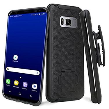 Imagem de AMZER Shellster Capa protetora fina resistente com clipe giratório para cinto, clipe de cinto para Samsung Galaxy S8 Plus - preta