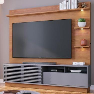 Imagem de Estante para TV Até 70 Polegadas Campos 1 Porta 1 Gaveta Freijó/Cinza 