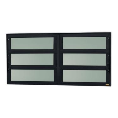 Imagem de Janela De Aluminio Basculante 2 Seções Elite Vidro Boreal 60cm X 200cm Brimak Preto