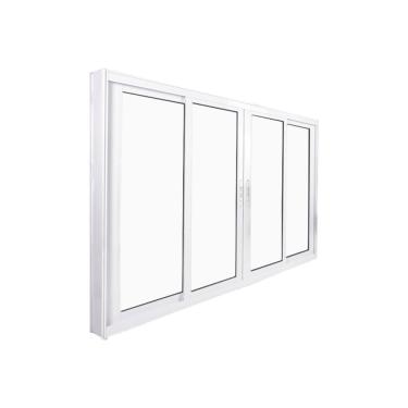 Imagem de Janela De Correr Abertura Central Premium 4 Folhas Vidro Liso 100x120cm Crv Portas E Janelas Branco
