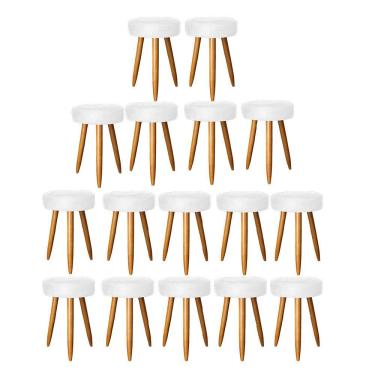 Imagem de Kit 16 Banqueta Alta Julia 50Cm Bar Cozinha Bistrô Pé Palito Rústico Suede Branco