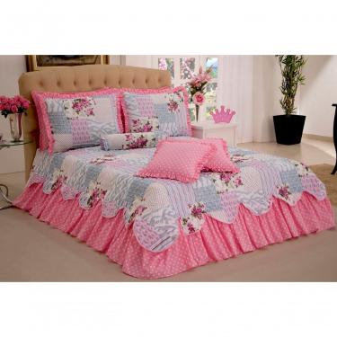 Imagem de Kit Colcha Cobre Leito Belize Casal Queen 6 Peças Rosa