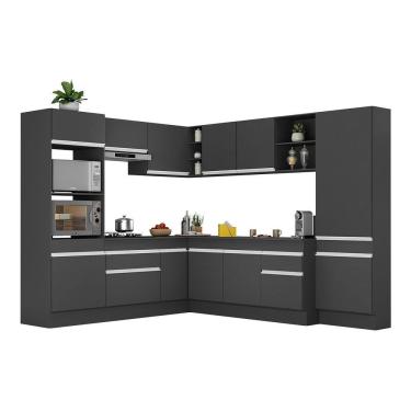 Imagem de Armário De Cozinha Completa De Canto Com Rodapé Veneza Multimóveis V2082 Preto/branco Preto/branco