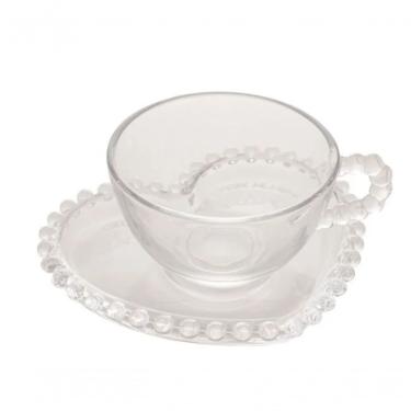 Imagem de Conjunto Com 4 Xícaras Chá Cristal Com Pires Coração 180Ml Pearl