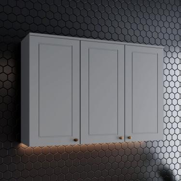 Imagem de Armário Aéreo 3 Portas 120cm Emily Espresso Móveis Cinza