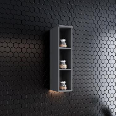 Imagem de Armário Aéreo 3 Nichos 20cm Emily Espresso Móveis Cinza