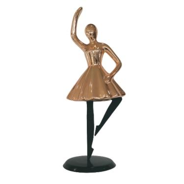 Imagem de Estatueta Bailarina Rose Em Resina Com Suporte Em Metal Al 32cm X L 15cm