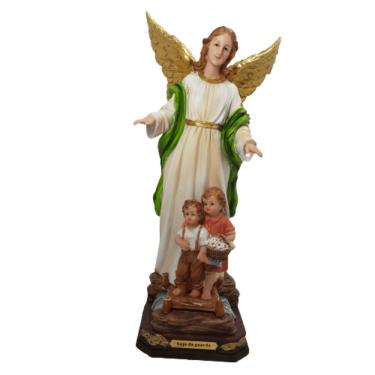 Imagem de Estatueta Anjo Da Guarda Em Resina Com Iluminação 30cm