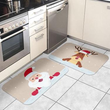 Imagem de Kit Tapetes Decorativos Natal Papai Noel E Rena No Telhado