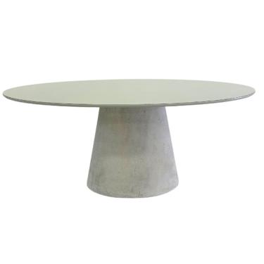Imagem de Mesa De Jantar Cone Oval 160x90 Cm Tampo Off White Base Concreto Cor Cinza