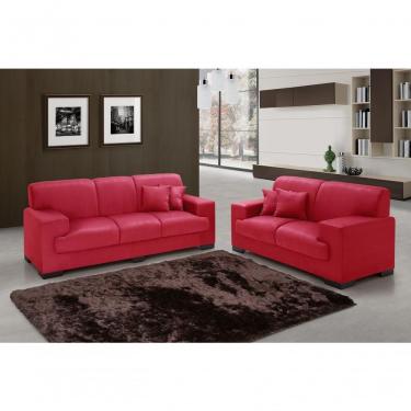Imagem de Sofá Manu Conjunto 2 E 3 Lugares Clássico Fixo Confortável Sala Império Vermelho 373