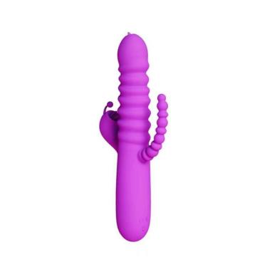 Imagem de Vibrador Triplo Vai E Vem Recarregável Lovetoys - Roxo