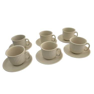 Imagem de Conjunto Xícaras Com Pires Chá 200ml 12 Peças Cerâmica Canelada