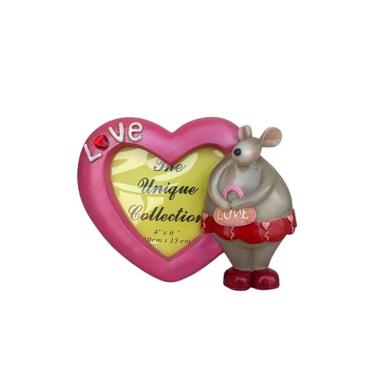 Imagem de Porta Retrato Em Argila Ratinho Coração Decorativo Love Nkd