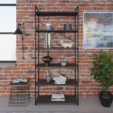 Imagem de Estante Alta Com 6 Prateleiras 185x80x33cm Yon Terracota-preto