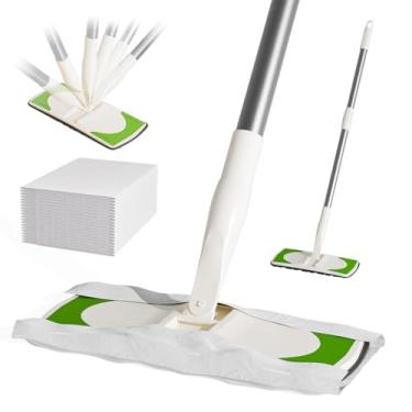 Imagem de purifine Sweeper 2 Em 1, Ferramenta De Limpeza A Seco E Úmido, Kit Profissional Para Esfregar Varrer Pisos, Inclui 1 Varredor, 40 Panos 6