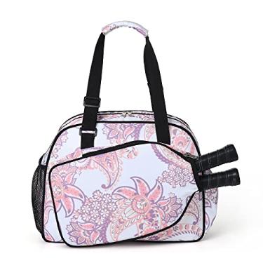 Imagem de Boulder Bee Bolsas De Pickleball Premium, Bolsa Tote Feminina, Academia Feminina Mão/Ombro Com Suporte Para Garrafa Água, Raquete/Remo (Flor Caju Rosa)