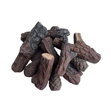 Imagem de LILALIWA Conjunto De 10 Peças Lenha Para Lareira A Gás, Pequena Decoração Cerâmica Simulada Lareiras Elétricas Etanol, Fogueiras Internas Ou Externas