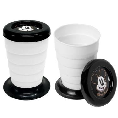 Imagem de 2 Copos Mickey para Crianças Retrátil 330ml Encolhe Leva na Bolsa - Pl
