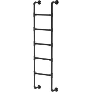 Imagem de Escada De Fuga De Incêndio Preta, 140cm 160cm 180cm 200cm 210cm Escada De Saída De Porão Escada De Sótão Montada Na Parede Para Segurança Doméstica, Escada De Poço, 250cm/98in