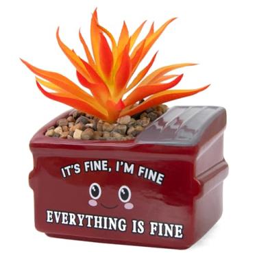 Imagem de YINUOWEI Vaso de cerâmica de suporte emocional, vasos de suculentas e vasos de plantas pequenas para decoração de mesa, acessórios de mesa de lixo, presentes engraçados para mulheres, homens, amigos