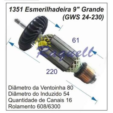 Imagem de Induzido 1351 compativel Bosch- GWS 24-230- Esmerilhadeira (grande) - 