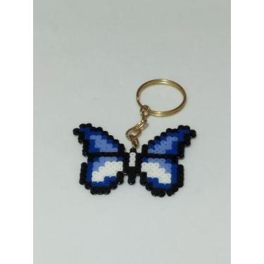 Imagem de Chaveiro Borboleta Pixel Art Azul - Pixel Jipa 