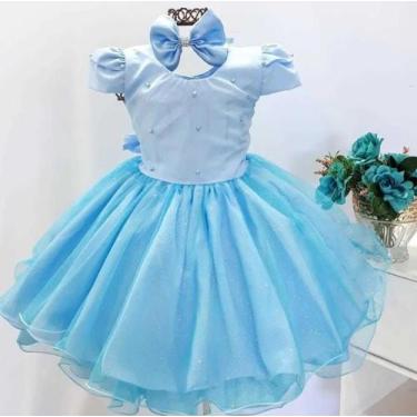 Imagem de Vestido Infantil Azul Daminha Festa Luxo E Tiara - Pingo De Gente Baby