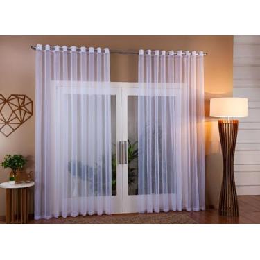 Imagem de Cortina Voil Pérola Sala Quarto 6,00x2,80 Ilhós Cromado Branco - Doce 