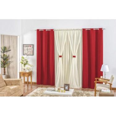 Imagem de Cortina Rústica - Casa Artuz, 2m, Vermelho