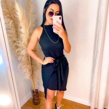 Imagem de Vestido midi gola de amarrar - Bia Sales moda feminina