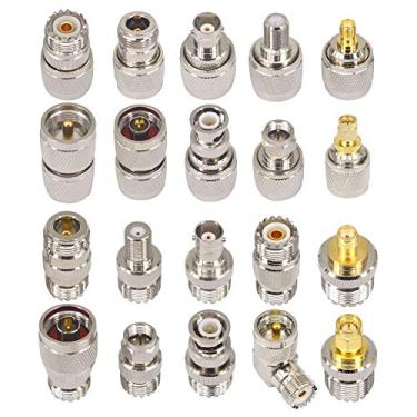 Imagem de BOOBRIE Kit de conector coaxial RF de 20 peças Conjunto de adaptador UHF Kit de conector UHF SO239 PL259 UHF para SMA/UHF para BNC/UHF para N/UHF para adaptador fêmea conector coaxial macho para fêmea adaptadores coaxiais