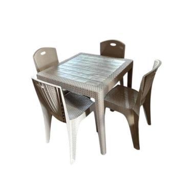 Imagem de Kit 4 Cadeiras Bistrô para Jardim Cor Camurça e 1 Mesa - AJA