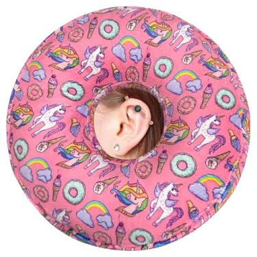 Imagem de BVOKQUC Travesseiro de piercing de orelha para dormir de lado, travesseiros com furos para dor de ouvido, travesseiro de donut para adultos, CNH, alívio de dor de ouvido, almofada de pressão e