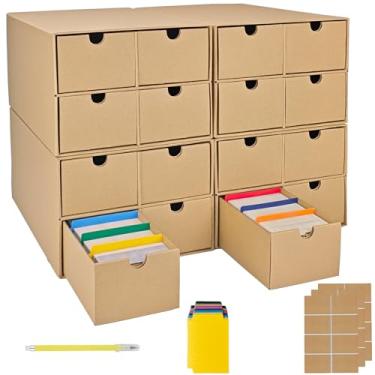 Imagem de ELSINPAPOX 4 conjuntos de caixas de armazenamento de cartões colecionáveis, inclui caixas de 16 a 750 CT e 64 divisórias, mais de 12.000 organizadores de cartas colecionáveis para jogos de cartas