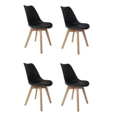 Imagem de Conjunto 4 Cadeiras Saarinen Preto Wood - La Mobilia