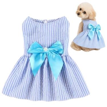 Imagem de Vestido para cachorro, 1 peça de vestido de cachorro com lindo laço, roupas de verão para cães, vestidos de princesa de animais de estimação para chihuahua Yorkies filhotes e gatos