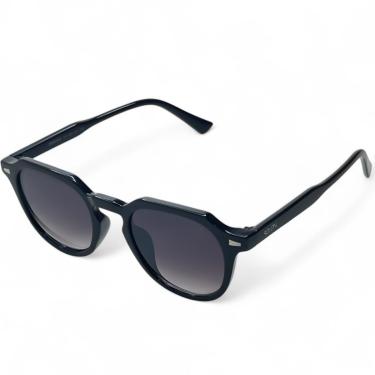 Imagem de Óculos De Sol Solon Glasses QuadradoSolar Preto Detalhado Cacimba Estilo Praiano Feminino Lente Degrade Protecao Uv 400 + Case De Oculos + Flanela + Limpa Lentes 25ml + Certificado De Garantia Solon