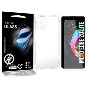 Imagem de Película Vidro + Capa COM BORDA Para Moto Edge 20 Lite XT2139-2 - Cell