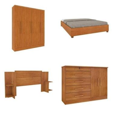 Imagem de Quarto Casal Completo Guarda-roupa 6 Portas Munique Cama Mônaco com Ca